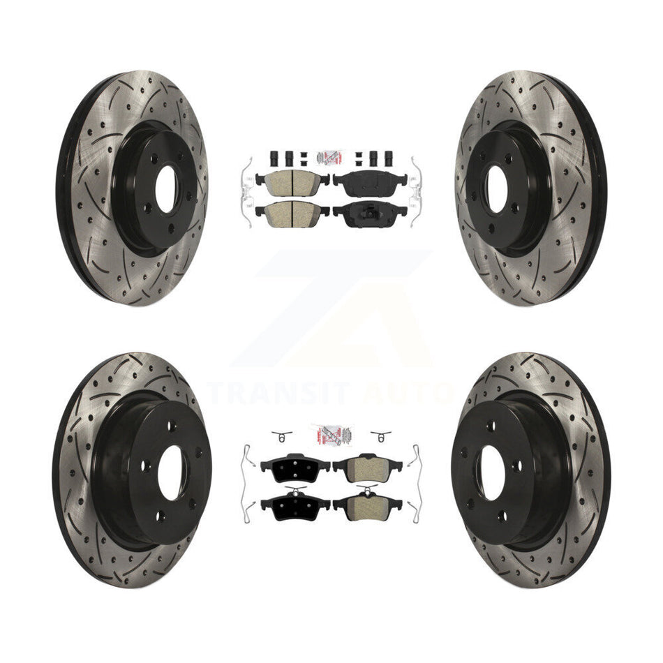Front Ceramic Rear Semi-Metallic Pad Drilled Slot Brake Rotor Kit For Ford Escape Transit KDA-100961
