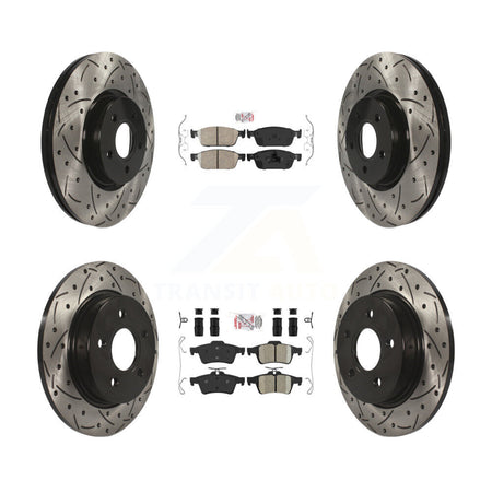 Front Rear Ceramic Pad Coated Drill Slot Disc Brake Rotor Kit For 2013-2018 Ford Focus ST KDA-100962