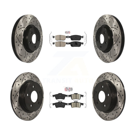 Front Rear Ceramic Pad Coated Drill Slot Disc Brake Rotor Kit For 2013-2018 Ford Focus ST KDA-100963