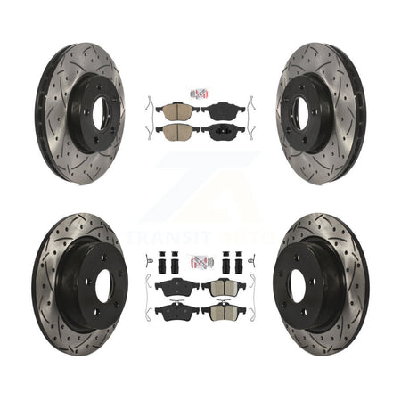 Front Rear Ceramic Pads And Coated Drilled Slotted Disc Brake Rotors Kit For Ford C-Max KDA-100965
