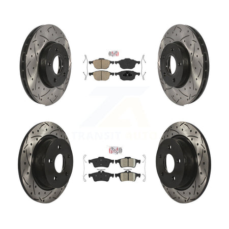 Front Rear Ceramic Pads And Coated Drilled Slotted Disc Brake Rotors Kit For Ford C-Max KDA-100966