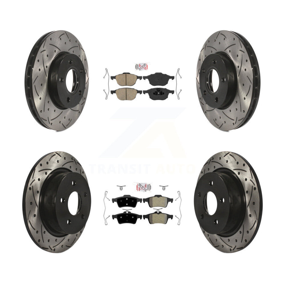 Front Ceramic Rear Semi-Metallic Pad Coat Drill Slot Disc Brake Rotors Kit For Ford C-Max KDA-100967
