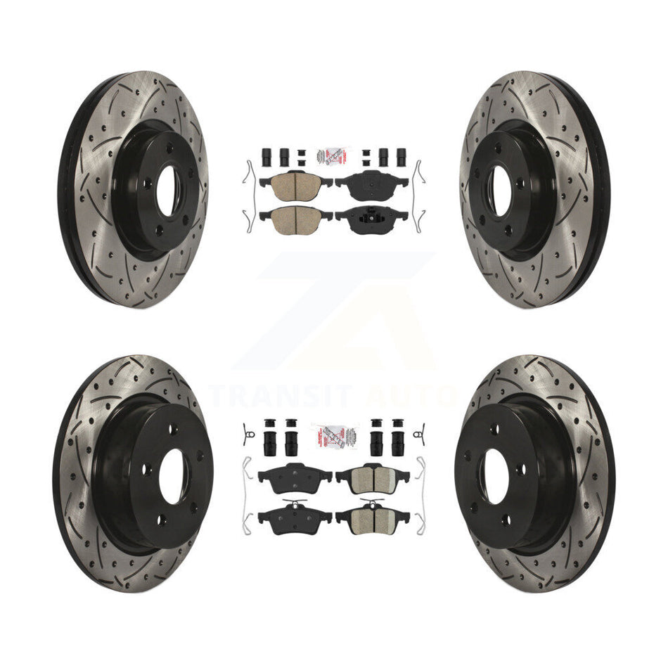 Front Rear Ceramic Pad Coated Drilled Slotted Disc Brake Rotors Kit For Ford Escape C-Max KDA-100968