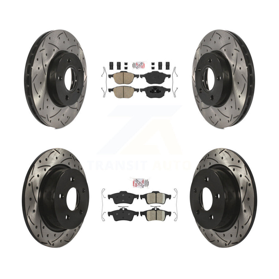 Front Rear Ceramic Pads And Coated Drilled Slotted Disc Brake Rotors Kit For Ford C-Max KDA-100971