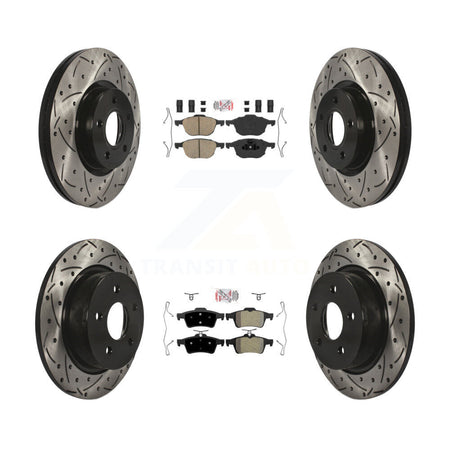 Front Ceramic Rear Semi-Metallic Pad & Drilled Slot Brake Rotor Kit For Ford Escape C-Max KDA-100972