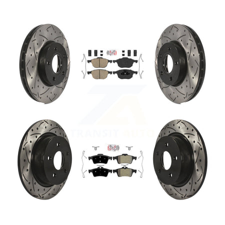 Front Ceramic Rear Semi-Metallic Pad Coat Drill Slot Disc Brake Rotors Kit For Ford C-Max KDA-100973