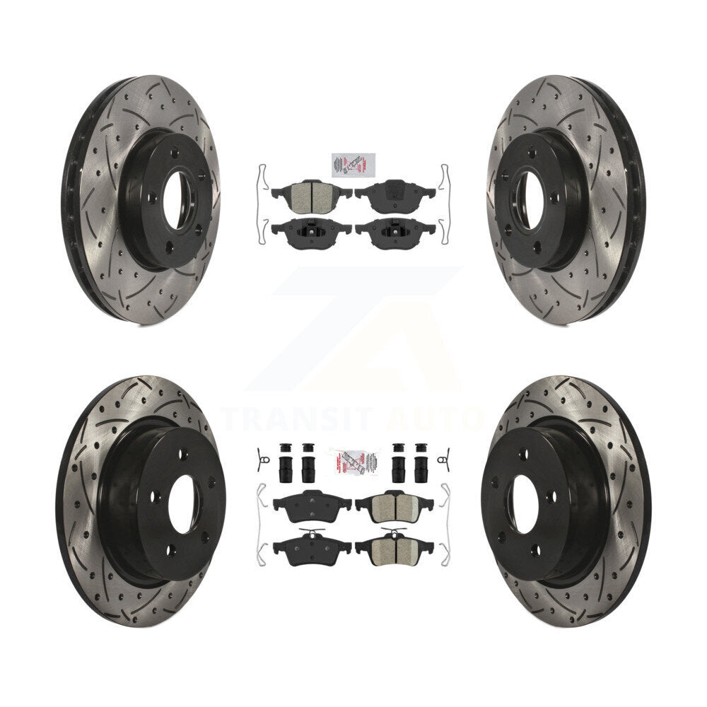 Front Semi-Metallic Rear Ceramic Pad Coat Drill Slot Disc Brake Rotors Kit For Ford C-Max KDA-100974