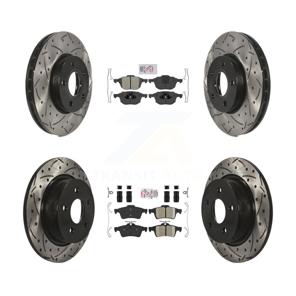 Front Semi-Metallic Rear Ceramic Pad Coat Drill Slot Disc Brake Rotors Kit For Ford C-Max KDA-100974