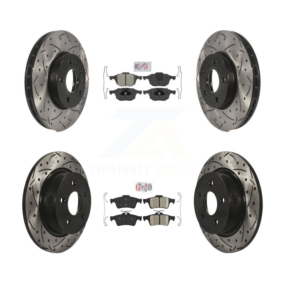 Front Semi-Metallic Rear Ceramic Pad Coat Drill Slot Disc Brake Rotors Kit For Ford C-Max KDA-100975
