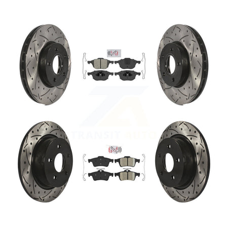Front Semi-Metallic Rear Ceramic Pad Coat Drill Slot Disc Brake Rotors Kit For Ford C-Max KDA-100975