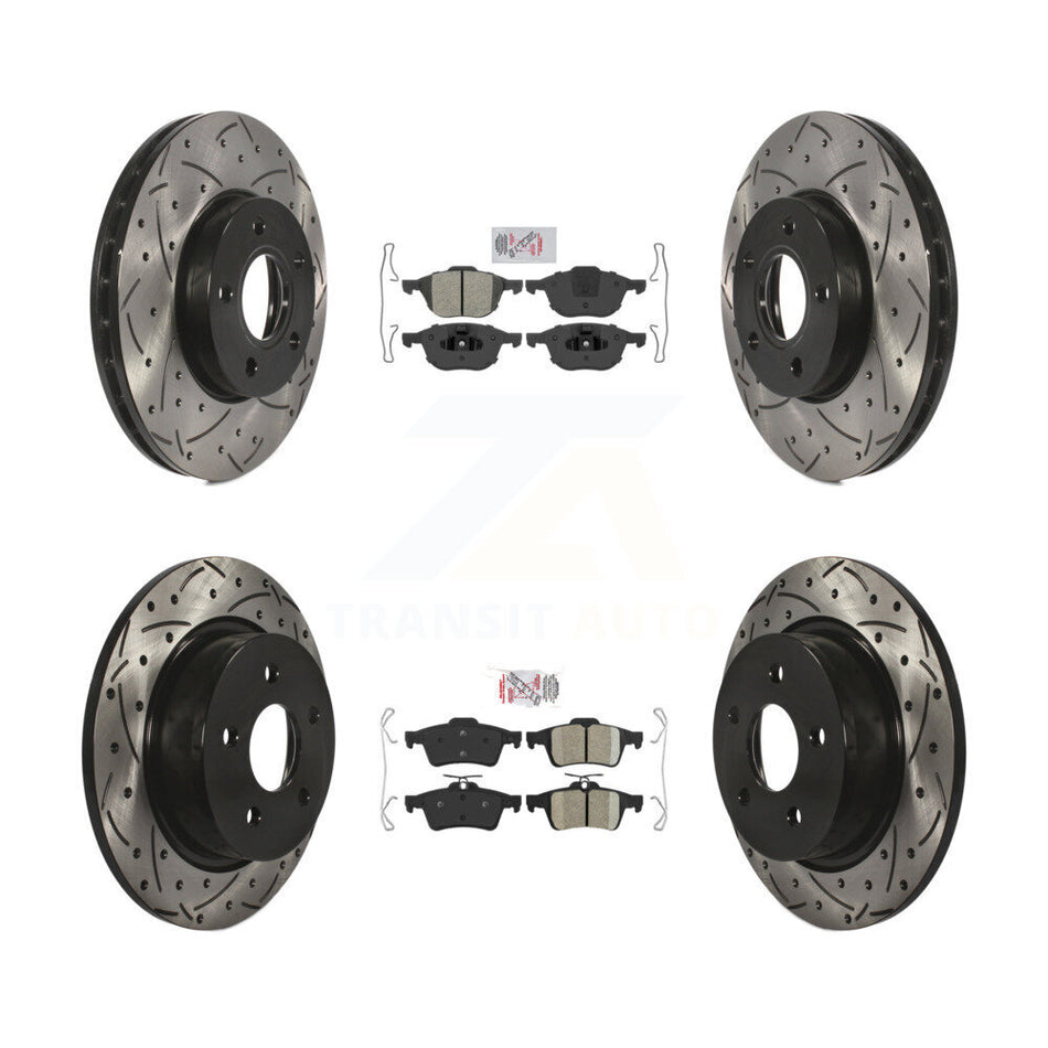 Front Semi-Metallic Rear Ceramic Pad Coat Drill Slot Disc Brake Rotors Kit For Ford C-Max KDA-100975