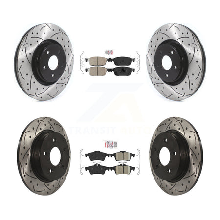 Front Rear Ceramic Pad Coated Drill Slot Disc Brake Rotor Kit For 2013-2018 Ford Focus ST KDA-100978