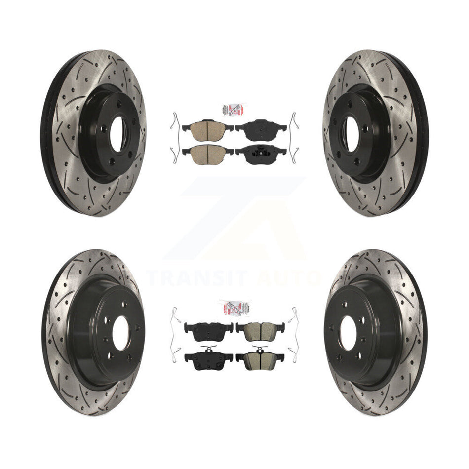 Front Ceramic Rear Semi-Metallic Pad Coat Drill Slot Disc Brake Rotor Kit For Ford Escape KDA-100984