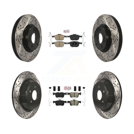 Front Ceramic Rear Semi-Metallic Pad Coat Drill Slot Disc Brake Rotor Kit For Ford Escape KDA-100986