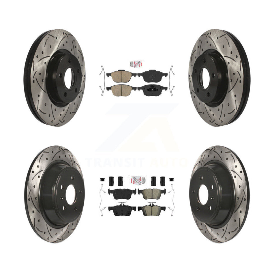 Front Ceramic Rear Semi-Metallic Pad Coat Drill Slot Disc Brake Rotor Kit For Ford Escape KDA-100986
