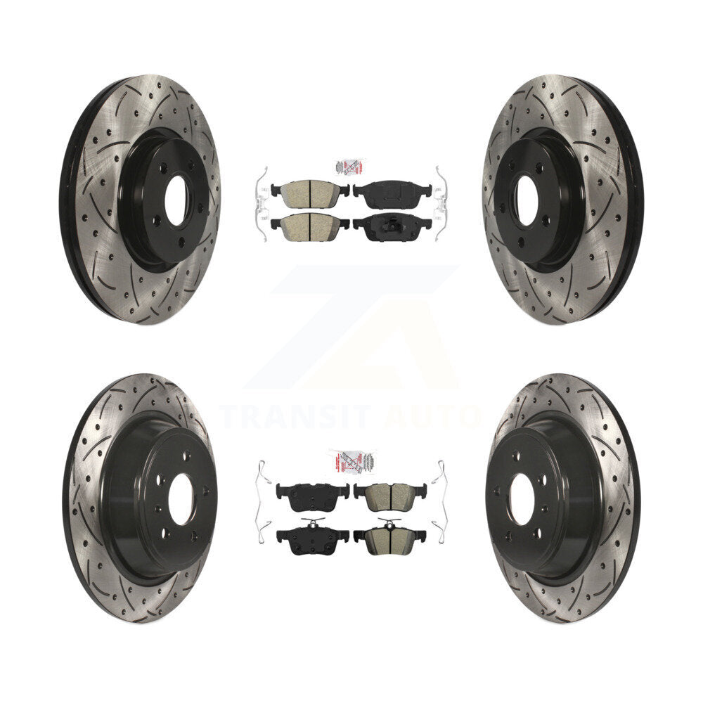 Front Ceramic Rear Semi-Metallic Pad Drilled Slot Brake Rotor Kit For Ford Escape Lincoln KDA-100987