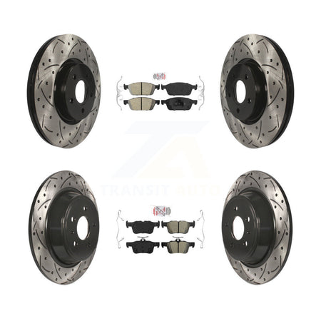 Front Ceramic Rear Semi-Metallic Pad Drilled Slot Brake Rotor Kit For Ford Escape Lincoln KDA-100987