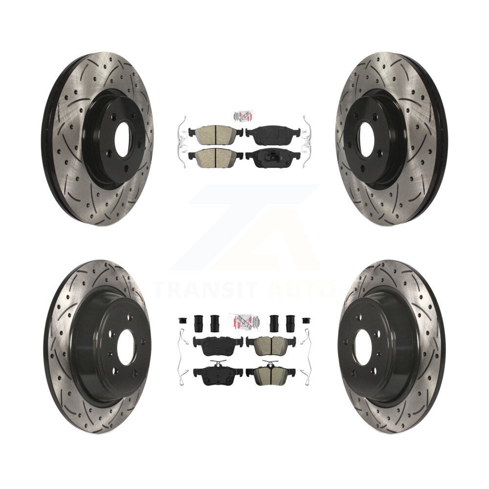 Front Ceramic Rear Semi-Metallic Pad Drilled Slot Brake Rotor Kit For Ford Escape Lincoln KDA-100988