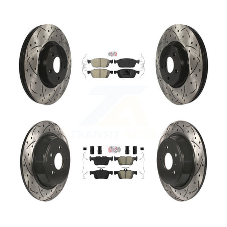 Front Ceramic Rear Semi-Metallic Pad Drilled Slot Brake Rotor Kit For Ford Escape Lincoln KDA-100988