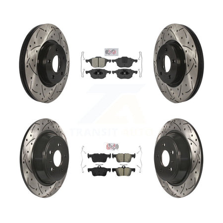 Front Rear Semi-Metallic Pad Coated Drilled Slotted Disc Brake Rotors Kit For Ford Escape KDA-100990
