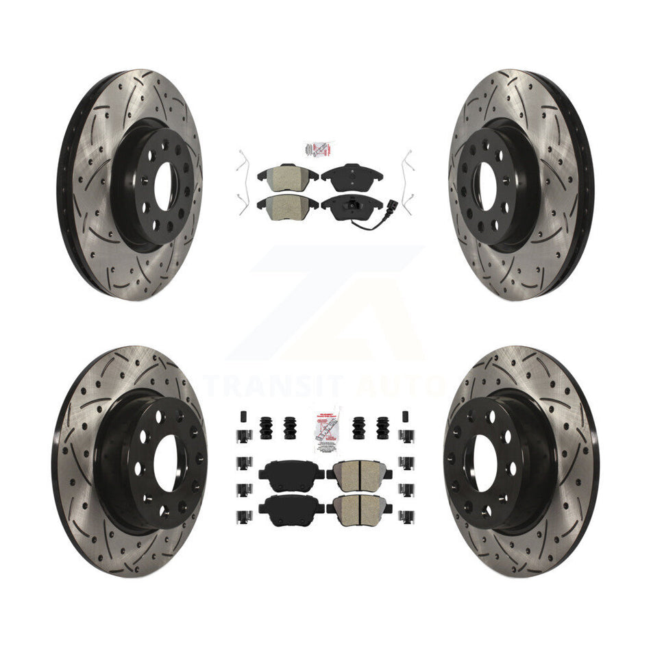 Front Rear Semi-Metallic Pad Drilled Slot Disc Brake Rotors Kit For Volkswagen Beetle GTI KDA-101007