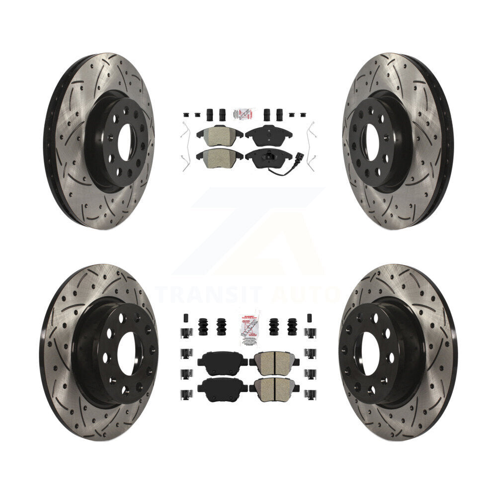 Front Rear Semi-Metallic Pad Drilled Slot Disc Brake Rotors Kit For Volkswagen Beetle GTI KDA-101010