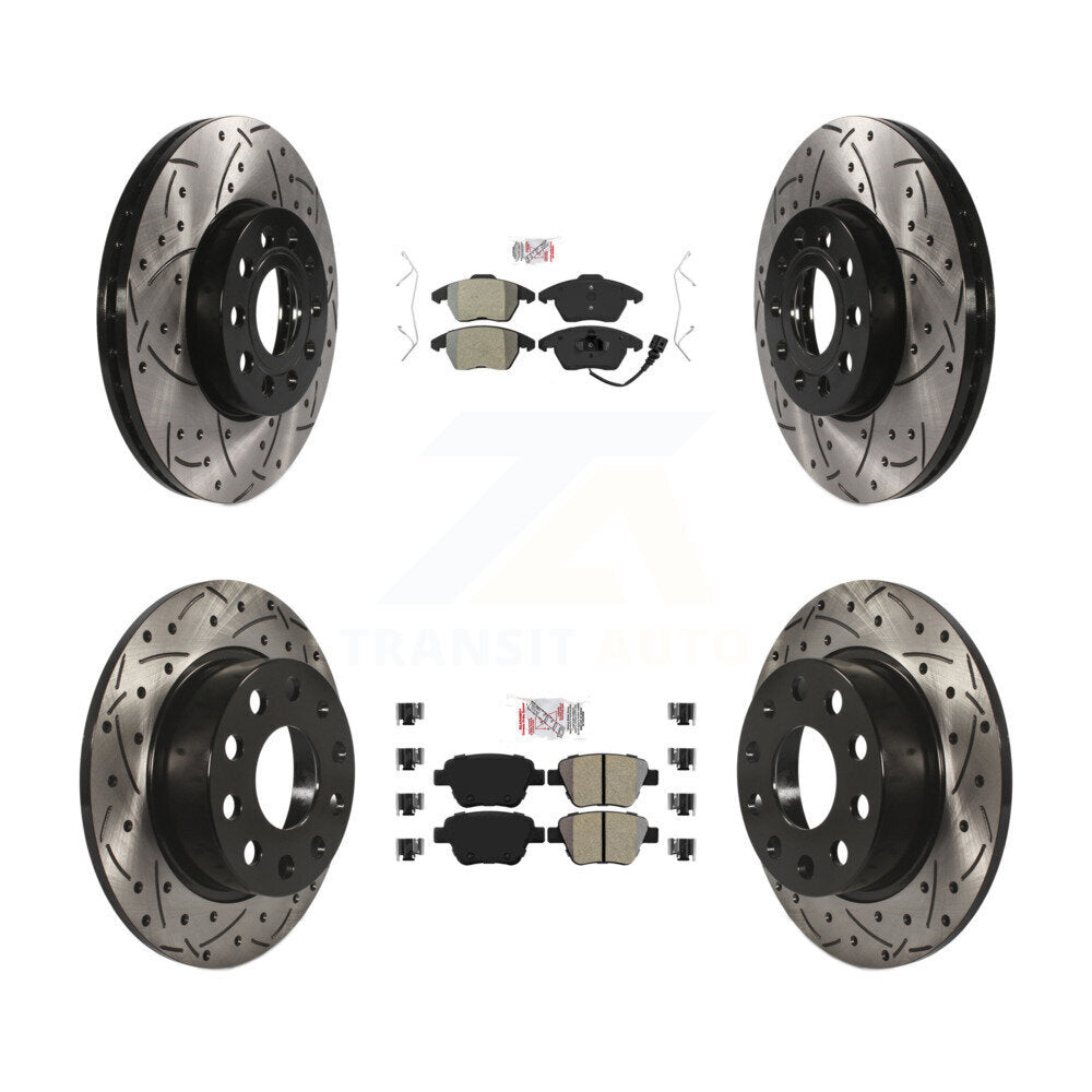 Front Rear Semi-Metallic Pad Drilled Slot Brake Rotors Kit For Volkswagen Jetta 1.8L/1.4L KDA-101022
