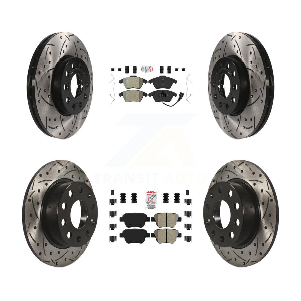 Front Rear Semi-Metallic Pad Drilled Slot Brake Rotors Kit For Volkswagen Jetta 1.8L/1.4L KDA-101026