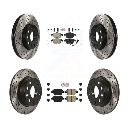Front Rear Semi-Metallic Pad Drilled Slot Brake Rotors Kit For Volkswagen Jetta 1.8L/1.4L KDA-101028