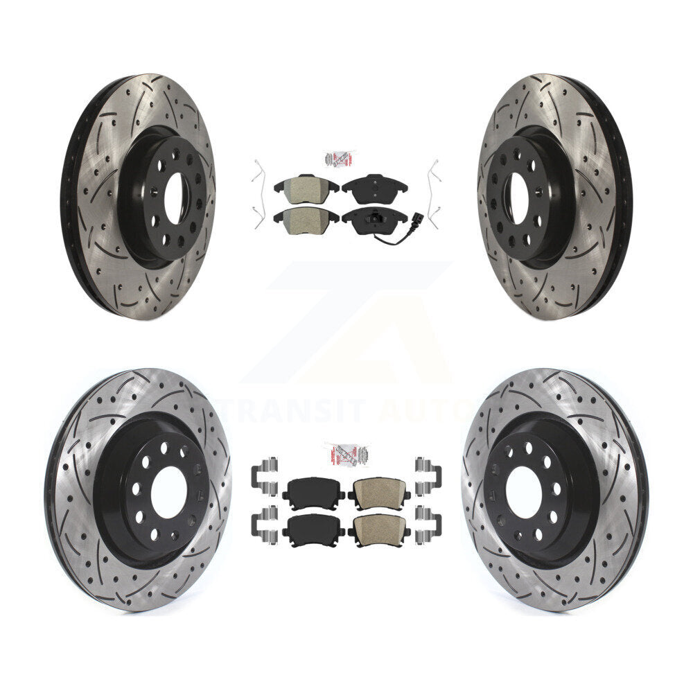 Front Semi-Metallic Rear Ceramic Pad Drill Slot Brake Rotors Kit For Volkswagen Passat CC KDA-101039