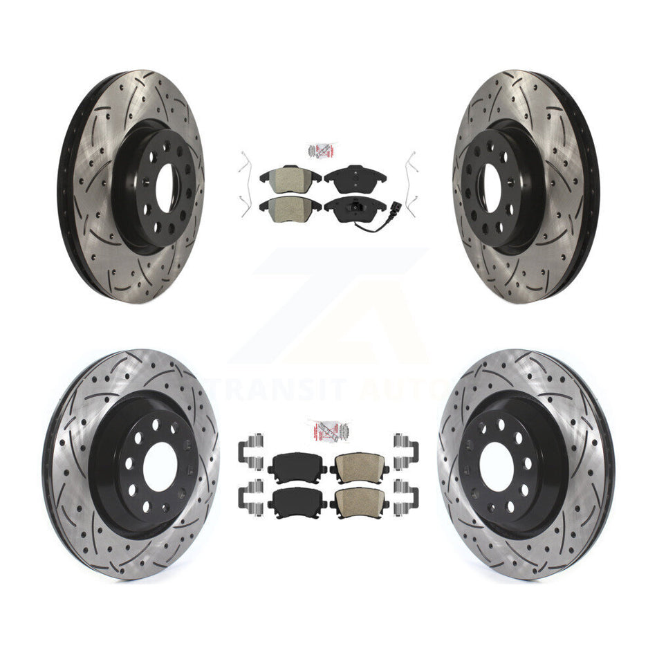 Front Semi-Metallic Rear Ceramic Pad Drill Slot Brake Rotors Kit For Volkswagen Passat CC KDA-101039