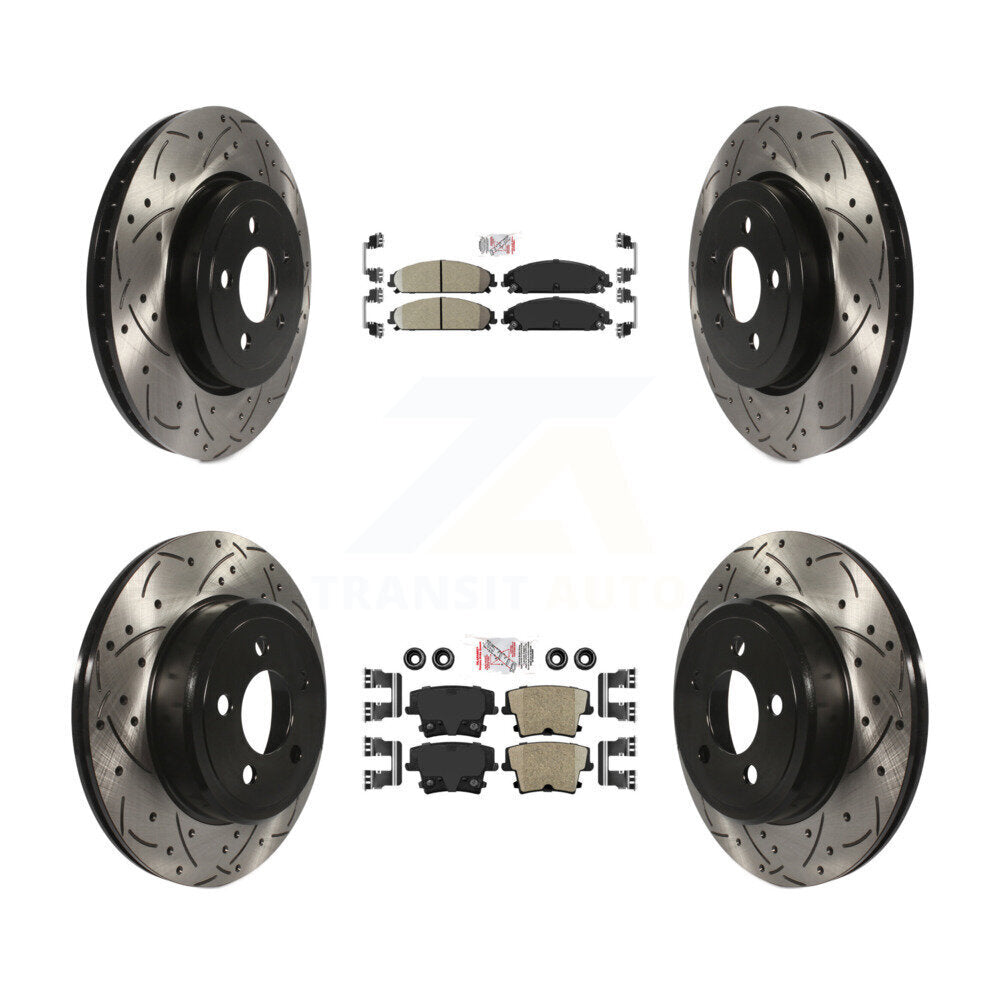 Front Rear Ceramic Pad Drilled Slot Brake Rotor Kit For Dodge Charger Chrysler 300 Magnum KDA-101056