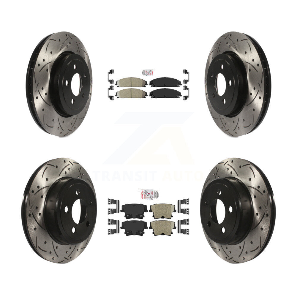 Front Rear Ceramic Pad Drilled Slot Brake Rotor Kit For Dodge Charger Chrysler 300 Magnum KDA-101057
