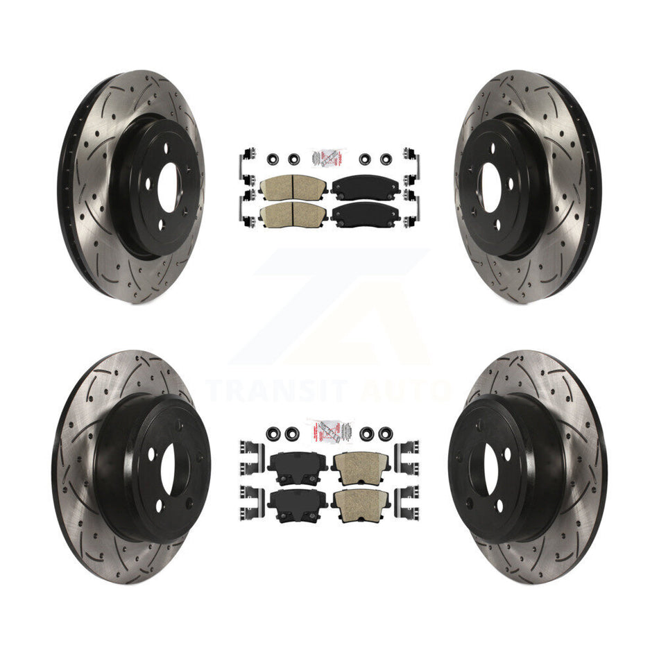 Front Rear Ceramic Pad Drilled Slot Brake Rotor Kit For 15-18 Dodge Charger RWD with 3.6L KDA-101058