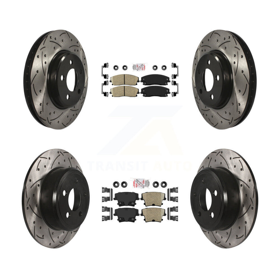 Front Rear Ceramic Pad Drilled Slot Brake Rotor Kit For Dodge Charger Chrysler 300 Magnum KDA-101059
