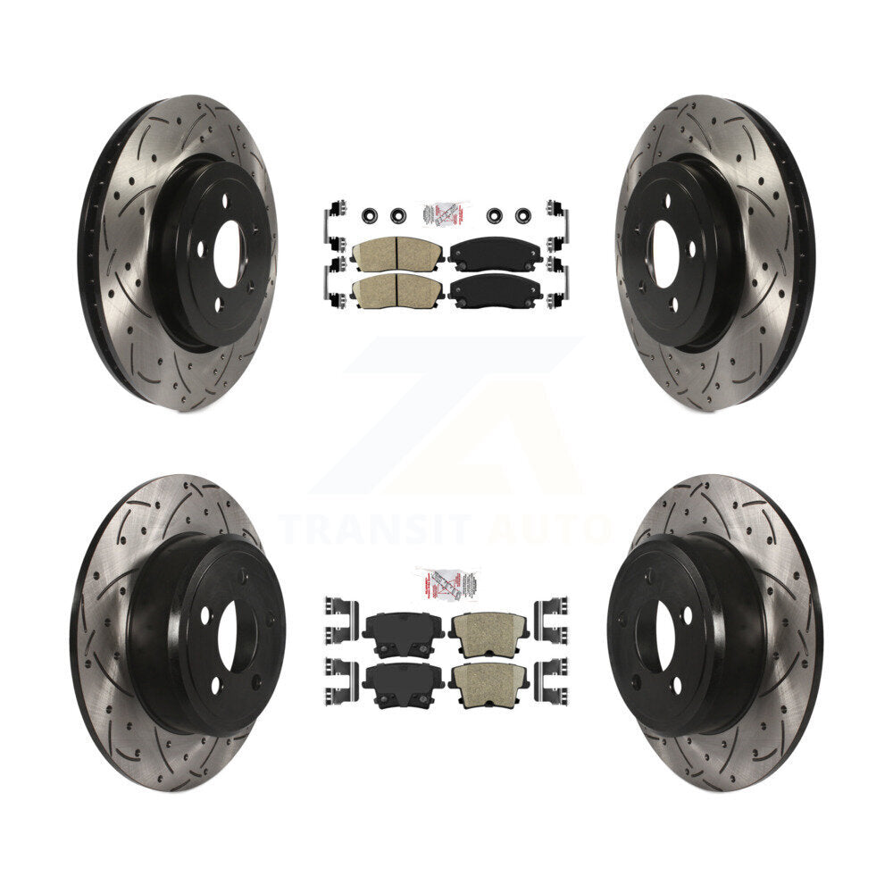 Front Rear Ceramic Pad Drilled Slot Brake Rotor Kit For 15-18 Dodge Charger RWD with 3.6L KDA-101060