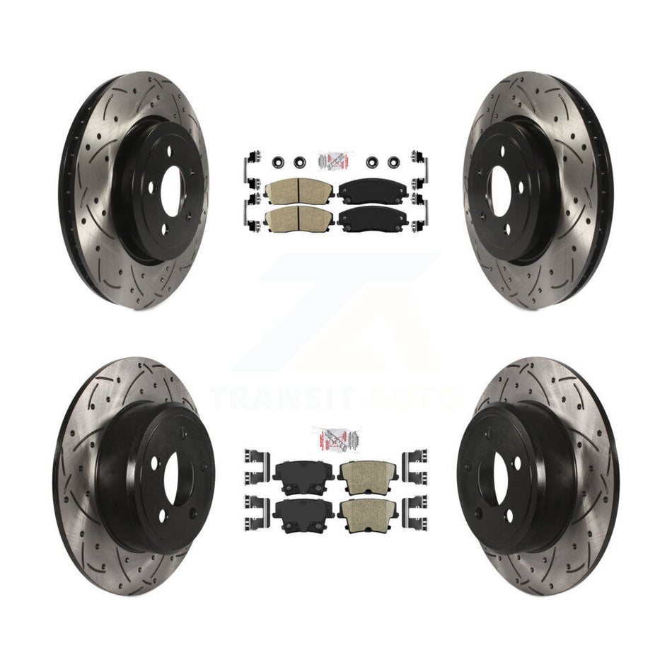 Front Rear Ceramic Pad Drilled Slot Brake Rotor Kit For 15-18 Dodge Charger RWD with 3.6L KDA-101060