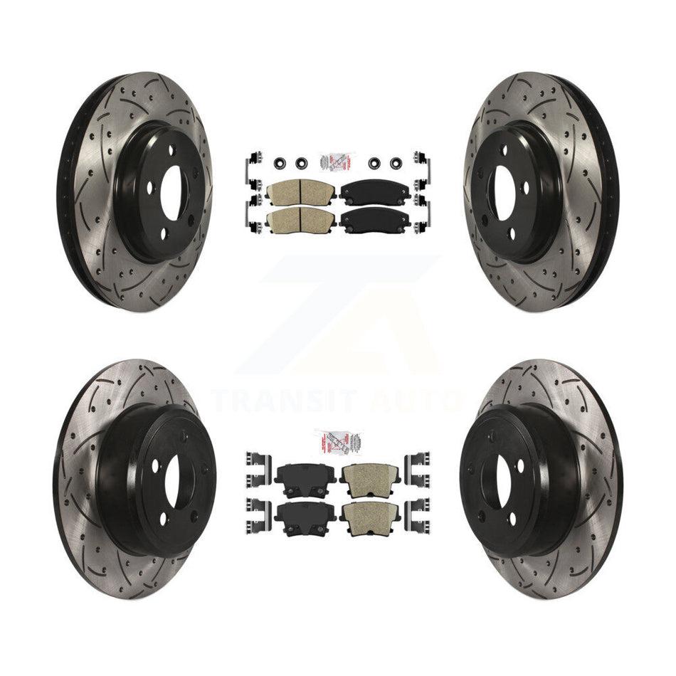 Front Rear Ceramic Pad Drilled Slot Brake Rotor Kit For Dodge Charger Chrysler 300 Magnum KDA-101061
