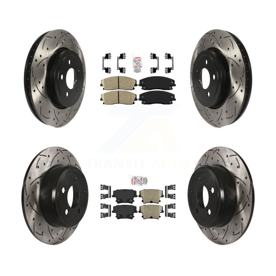 Front Rear Ceramic Pad Drilled Slot Brake Rotor Kit For 15-18 Dodge Charger RWD with 3.6L KDA-101064