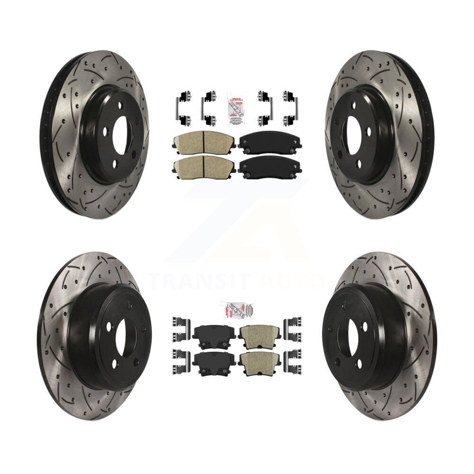 Front Rear Ceramic Pad Drilled Slot Brake Rotor Kit For Dodge Charger Chrysler 300 Magnum KDA-101065