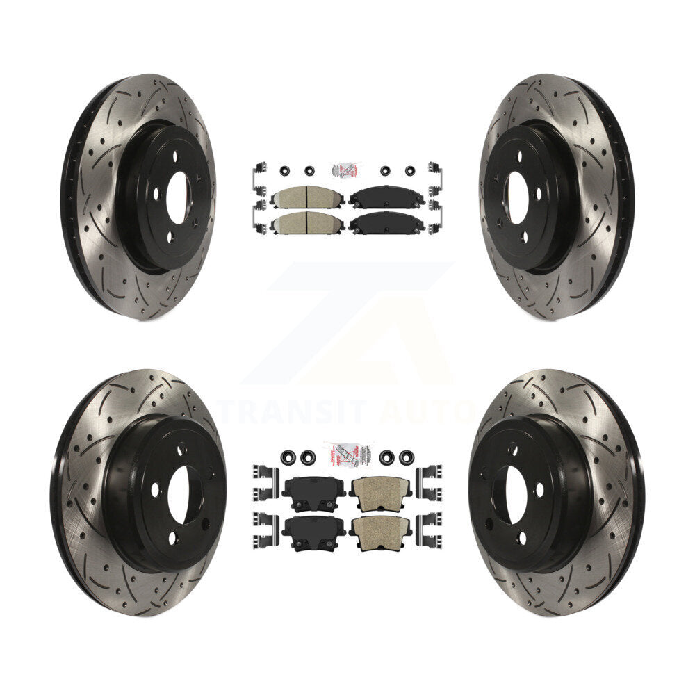 Front Rear Ceramic Pad Drilled Slot Brake Rotor Kit For Dodge Charger Chrysler 300 Magnum KDA-101075