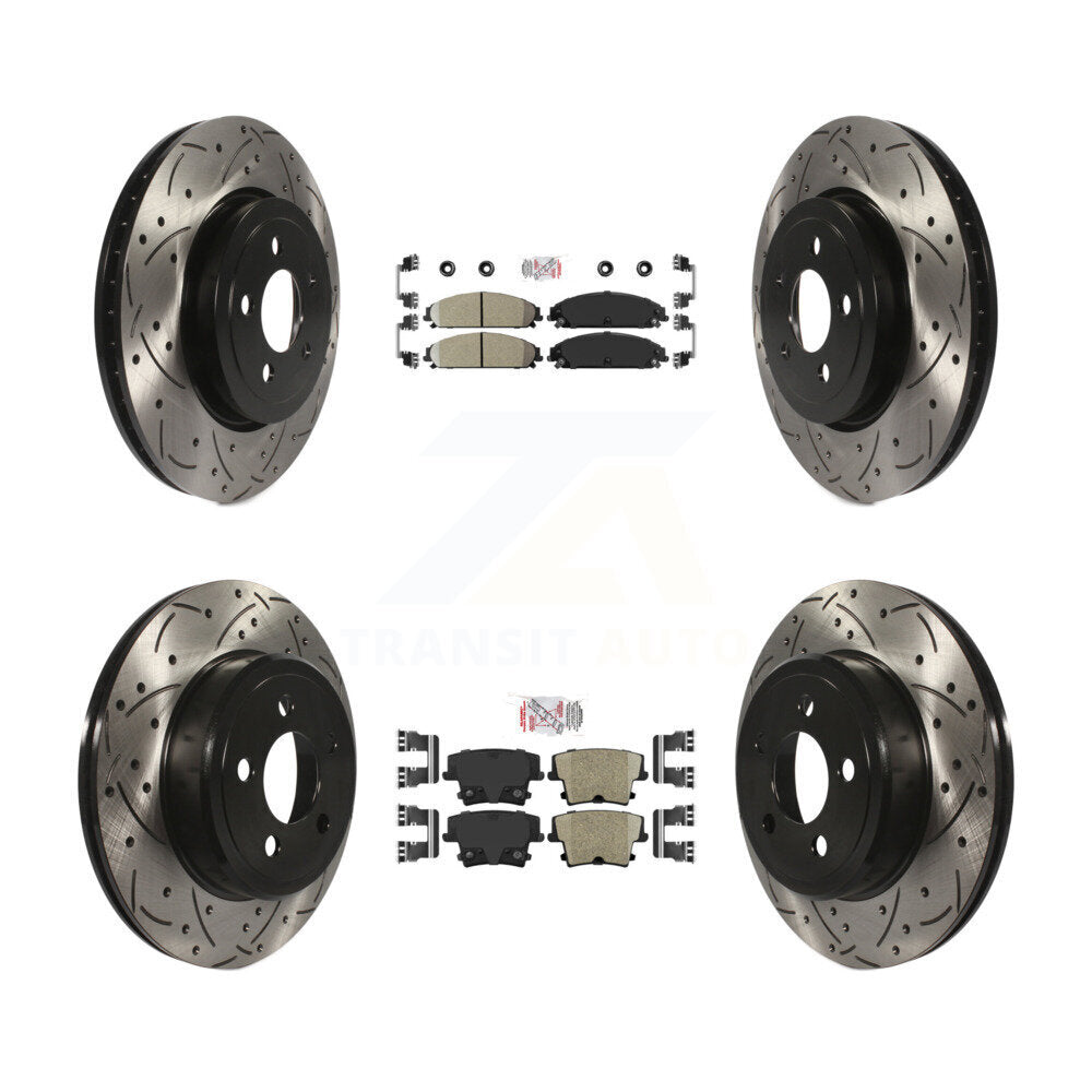Front Rear Ceramic Pad Drilled Slot Brake Rotor Kit For Dodge Charger Chrysler 300 Magnum KDA-101076