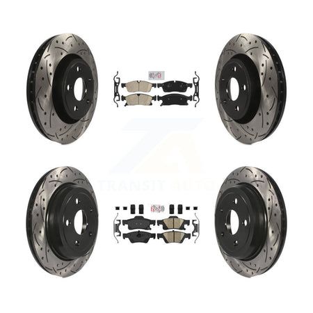 Front Rear Ceramic Pad Coated Drill Slot Disc Brake Rotors Kit For Jeep Grand Cherokee WK KDA-101099