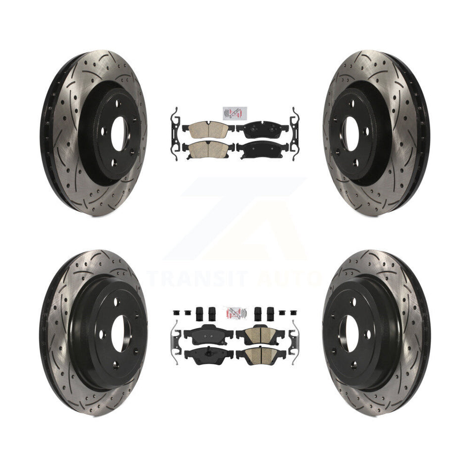 Front Rear Ceramic Pad Coated Drill Slot Disc Brake Rotors Kit For Jeep Grand Cherokee WK KDA-101099