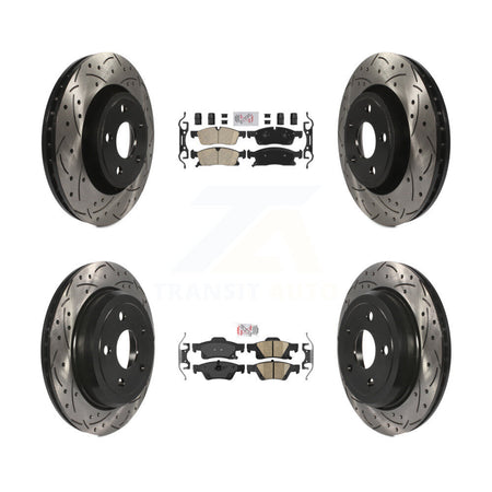 Front Rear Ceramic Pad Coated Drill Slot Disc Brake Rotors Kit For Jeep Grand Cherokee WK KDA-101100