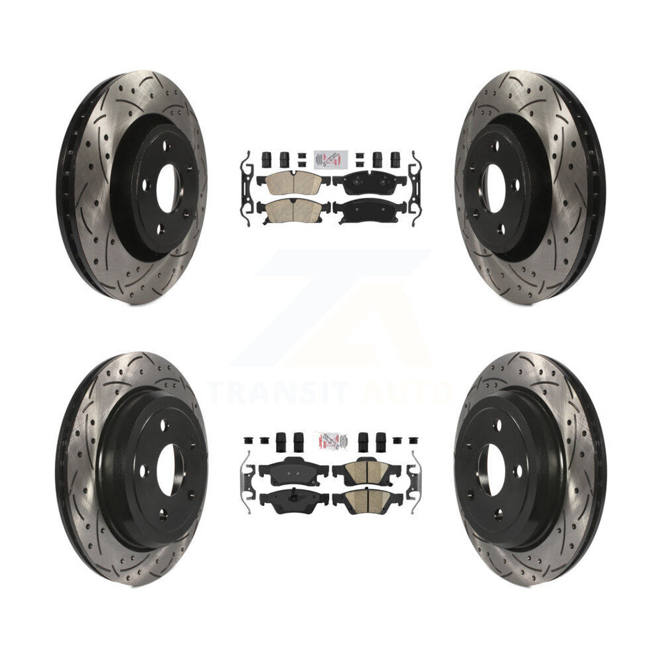 Front Rear Ceramic Pad Coated Drill Slot Disc Brake Rotors Kit For Jeep Grand Cherokee WK KDA-101101