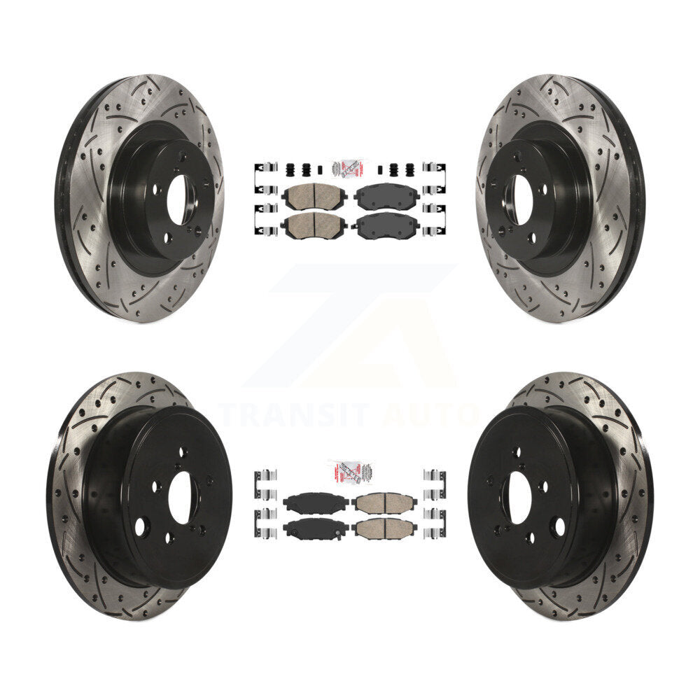 Front Rear Ceramic Pad Drilled Slot Brake Rotor Kit For Subaru Outback Impreza Legacy WRX KDA-101106