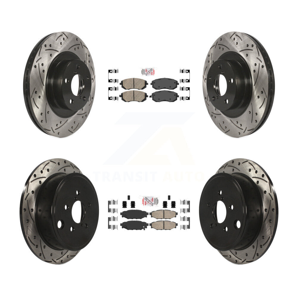 Front Rear Ceramic Pad Drilled Slot Brake Rotor Kit For Subaru Outback Impreza Legacy WRX KDA-101109