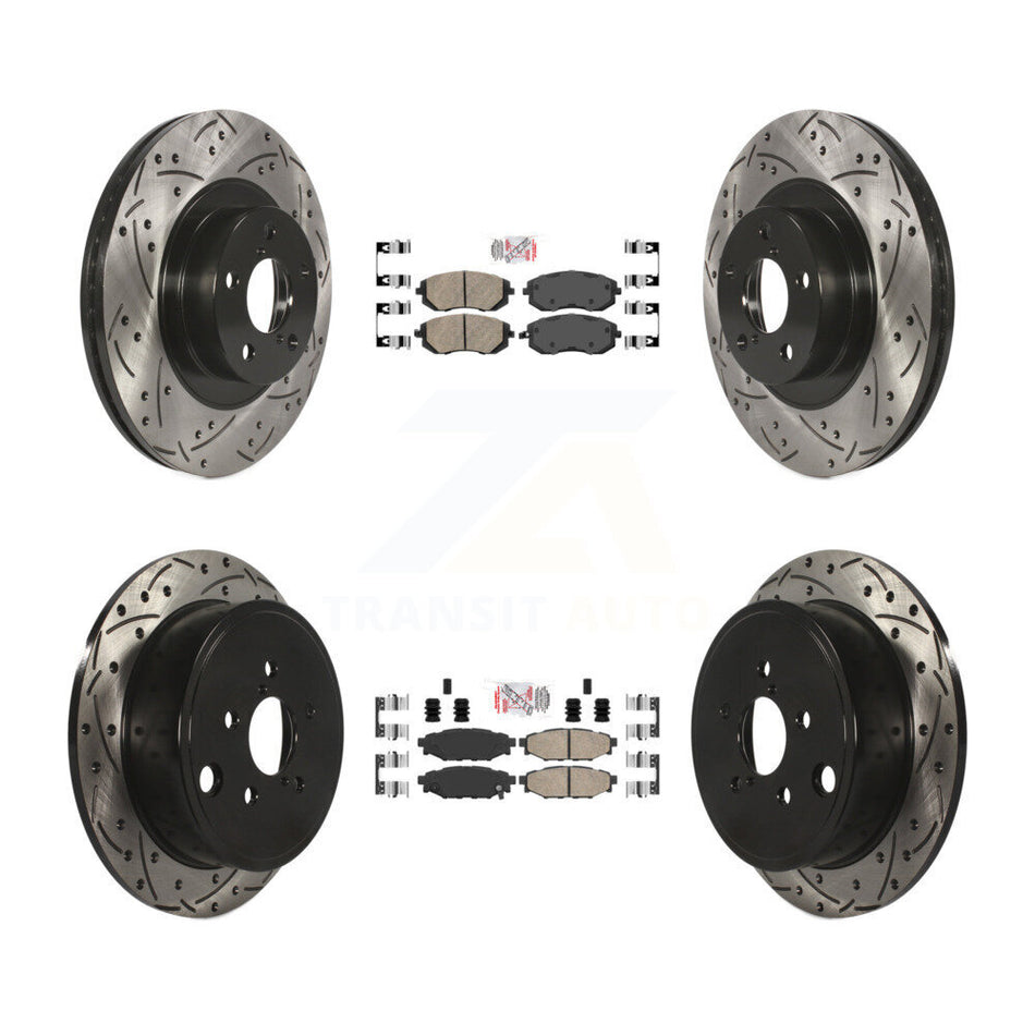 Front Rear Ceramic Pad Drilled Slot Brake Rotor Kit For Subaru Outback Impreza Legacy WRX KDA-101109