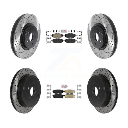 Front Rear Ceramic Pad Coated Drilled Slot Disc Brake Rotor Kit For Subaru Outback Legacy KDA-101113